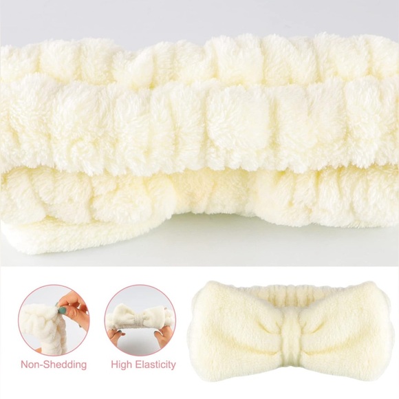 Spa Headband – 3 Pack Makeup Headband/for Washing Face (White, Pink, Blue) - Picture 2 of 6